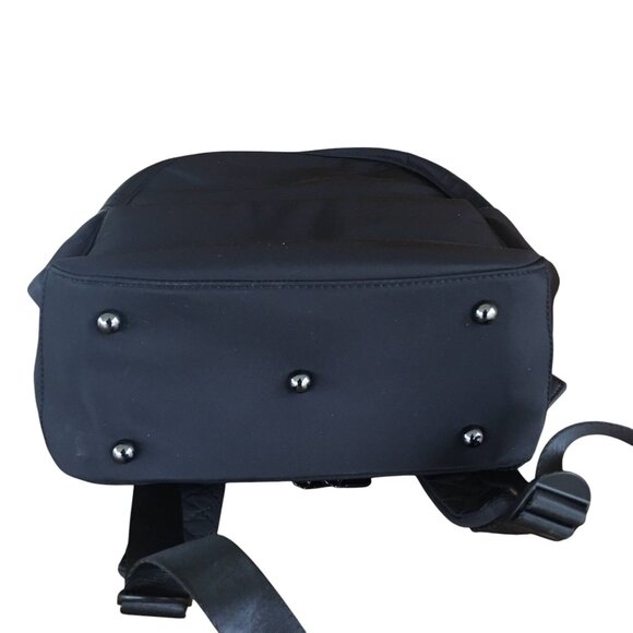 Lo & Sons The Beacon Black Nylon Laptop Travel Backpack Blue Interior Work Bag - Picture 7 of 16